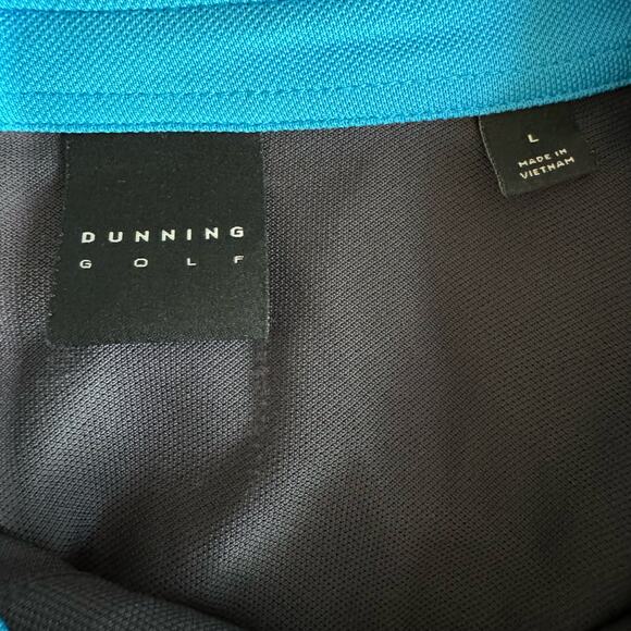 Dunning Golf Mens Short Sleeve Striped Polo Size L Black Collar Pullover Shirt - Picture 6 of 7